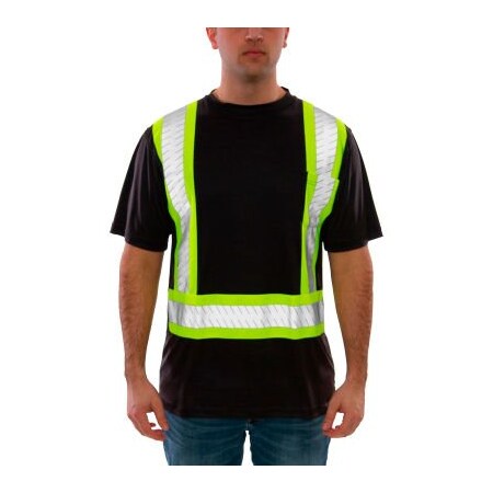 Tingley Short Sleeve Hi-Vis T-Shirt, Class 1, Type O, Snag resistant polyester, Black, 4X S74023C.4X